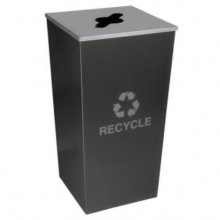 Ex-Cell Kaiser RC-MTR-34 R HCCL Metro Companion XL 34 Gallon Hammered Charcoal Square Recyclables Receptacle