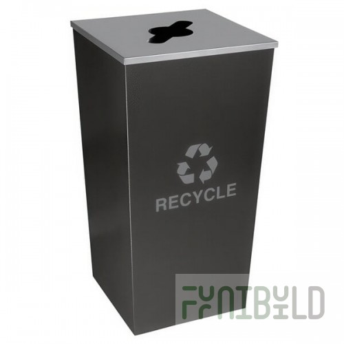 Ex-Cell Kaiser RC-MTR-34 R HCCL Metro Companion XL 34 Gallon Hammered Charcoal Square Recyclables Receptacle
