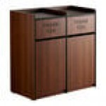 Lancaster Table & Seating Waste 50 Gallon Walnut Double Waste Receptacle Enclosure with Lancaster Table & Seating Waste 50 Gallon Walnut Double Waste Receptacle Enclosure with