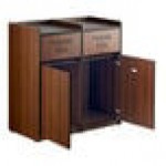 Lancaster Table & Seating Waste 50 Gallon Walnut Double Waste Receptacle Enclosure with Lancaster Table & Seating Waste 50 Gallon Walnut Double Waste Receptacle Enclosure with
