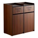 Lancaster Table & Seating Waste 50 Gallon Walnut Double Waste Receptacle Enclosure with Lancaster Table & Seating Waste 50 Gallon Walnut Double Waste Receptacle Enclosure with