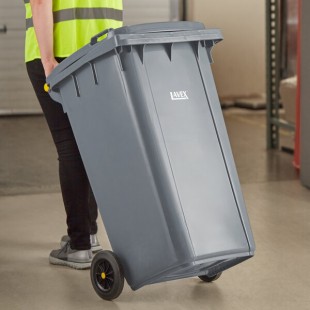 Lavex 50 Gallon Gray Wheeled Rectangular Trash Can with Lid Lavex 50 Gallon Gray Wheeled Rectangular Trash Can with Lid