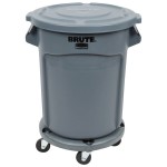 Rubbermaid® BRUTE 20 Gallon Gray Round Trash Can, Lid, and Dolly Kit