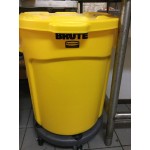 Rubbermaid® BRUTE 20 Gallon Gray Round Trash Can, Lid, and Dolly Kit