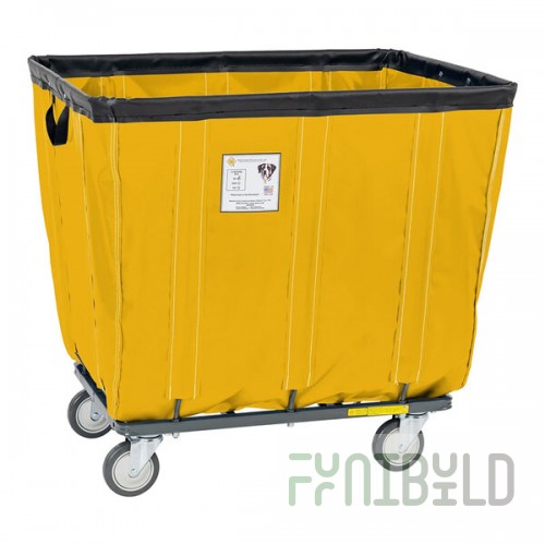 R&B Wire Products, Inc. 10 Bushel Yellow Fully Sewn Vinyl Basket Truck with Swivel Casters 410SOC/YEL