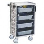 Lakeside 890LM Medium-Duty Stainless Steel Enclosed Bussing Cart with Ledge Rods and Light Maple Finish - 17 5/8 Lakeside 890LM Medium-Duty Stainless Steel Enclosed Bussing Cart with Ledge Rods and Light Maple Finish - 17 5/8