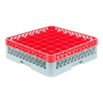 Noble Warewashing 49-Compartment Gray Full-Size Glass Rack with 1 Red Extender