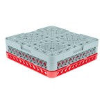 Noble Warewashing 49-Compartment Gray Full-Size Glass Rack with 1 Red Extender