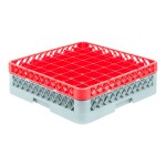 Noble Warewashing 49-Compartment Gray Full-Size Glass Rack with 1 Red Extender