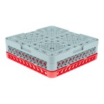 Noble Warewashing 49-Compartment Gray Full-Size Glass Rack with 1 Red Extender