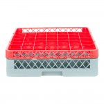 Noble Warewashing 49-Compartment Gray Full-Size Glass Rack with 1 Red Extender