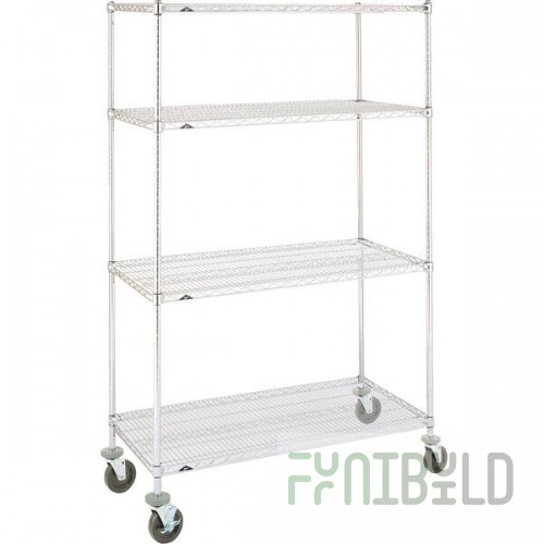 Metro Super Erecta N536BC Chrome Mobile Wire Shelving Unit with Rubber Casters 24