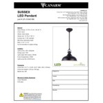 Canarm Sussex Black Classic LED Pendant Light - 120V, 12W
