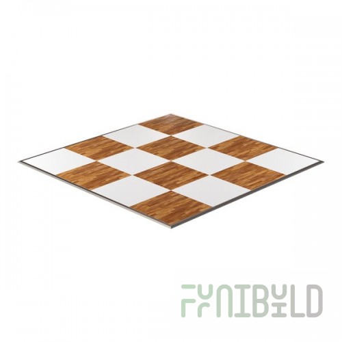 California Portable Dance Floor 16' x 16' New England Plank and White Checker Composite Laminate Portable Dance Floor