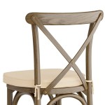 Lancaster Table & Seating Vineyard Whiskey Brown Wood Cross Back Bar Stool with 2 Lancaster Table & Seating Vineyard Whiskey Brown Wood Cross Back Bar Stool with 2