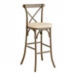 Lancaster Table & Seating Vineyard Whiskey Brown Wood Cross Back Bar Stool with 2 Lancaster Table & Seating Vineyard Whiskey Brown Wood Cross Back Bar Stool with 2
