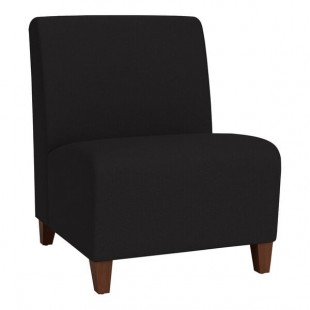 Lesro Ravenna Open House Black Fabric Oversized Guest Chair with Walnut Wood Legs