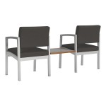 Lesro Lenox Steel Patriot Plus Charcoal Vinyl Two Guest Arm Chairs with Sarum Twill Laminate Connecting Table Lesro Lenox Steel Patriot Plus Charcoal Vinyl Two Guest Arm Chairs with Sarum Twill Laminate Connecting Table
