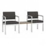 Lesro Lenox Steel Patriot Plus Charcoal Vinyl Two Guest Arm Chairs with Sarum Twill Laminate Connecting Table Lesro Lenox Steel Patriot Plus Charcoal Vinyl Two Guest Arm Chairs with Sarum Twill Laminate Connecting Table