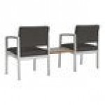 Lesro Lenox Steel Patriot Plus Charcoal Vinyl Two Guest Arm Chairs with Sarum Twill Laminate Connecting Table Lesro Lenox Steel Patriot Plus Charcoal Vinyl Two Guest Arm Chairs with Sarum Twill Laminate Connecting Table