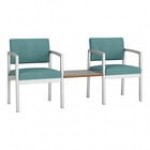 Lesro Lenox Steel Patriot Plus Charcoal Vinyl Two Guest Arm Chairs with Sarum Twill Laminate Connecting Table Lesro Lenox Steel Patriot Plus Charcoal Vinyl Two Guest Arm Chairs with Sarum Twill Laminate Connecting Table