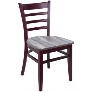 BFM Seating Berkeley Dark Mahogany Beechwood Ladder Back Side Chair with Relic Farmhouse Seat