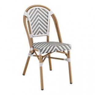 Lancaster Table & Seating Bistro Gray and White Chevron Weave Rattan Outdoor Arm Chair Lancaster Table & Seating Bistro Gray and White Chevron Weave Rattan Outdoor Arm Chair
