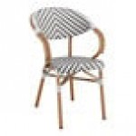 Lancaster Table & Seating Bistro Gray and White Chevron Weave Rattan Outdoor Arm Chair