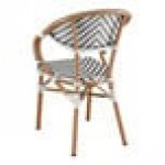Lancaster Table & Seating Bistro Gray and White Chevron Weave Rattan Outdoor Arm Chair