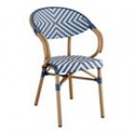 Lancaster Table & Seating Bistro Gray and White Chevron Weave Rattan Outdoor Arm Chair