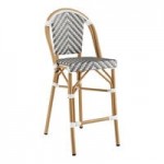 Lancaster Table & Seating Bistro Gray and White Chevron Weave Rattan Outdoor Arm Chair