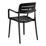 Lancaster Table & Seating Alto Black Stone Slat Back Resin Arm Chair