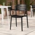 Lancaster Table & Seating Alto Black Stone Slat Back Resin Arm Chair