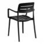 Lancaster Table & Seating Alto Black Stone Slat Back Resin Arm Chair