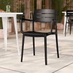 Lancaster Table & Seating Alto Black Stone Slat Back Resin Arm Chair