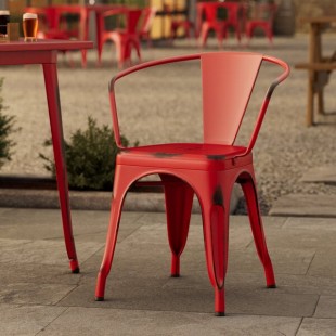 Lancaster Table & Seating Alloy Distressed Ruby Red Outdoor Arm Chair Lancaster Table & Seating Alloy Distressed Ruby Red Outdoor Arm Chair