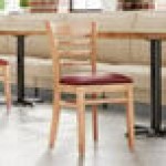 Lancaster Table & Seating Natural Finish Wood Ladder Back Chair with Burgundy Vinyl Seat - Assembled Lancaster Table & Seating Natural Finish Wood Ladder Back Chair with Burgundy Vinyl Seat - Assembled
