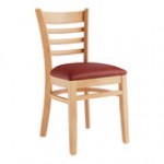 Lancaster Table & Seating Natural Finish Wood Ladder Back Chair with Burgundy Vinyl Seat - Assembled Lancaster Table & Seating Natural Finish Wood Ladder Back Chair with Burgundy Vinyl Seat - Assembled