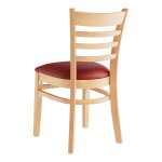 Lancaster Table & Seating Natural Finish Wood Ladder Back Chair with Burgundy Vinyl Seat - Assembled Lancaster Table & Seating Natural Finish Wood Ladder Back Chair with Burgundy Vinyl Seat - Assembled