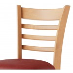 Lancaster Table & Seating Natural Finish Wood Ladder Back Chair with Burgundy Vinyl Seat - Assembled Lancaster Table & Seating Natural Finish Wood Ladder Back Chair with Burgundy Vinyl Seat - Assembled