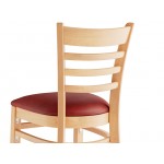 Lancaster Table & Seating Natural Finish Wood Ladder Back Chair with Burgundy Vinyl Seat - Assembled Lancaster Table & Seating Natural Finish Wood Ladder Back Chair with Burgundy Vinyl Seat - Assembled