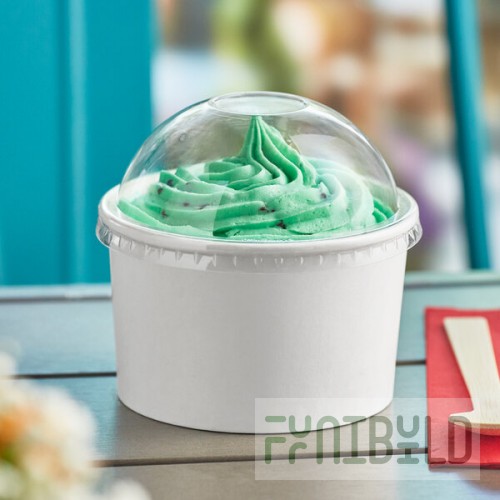 Choice 16 oz. White Paper Frozen Yogurt / Food Cup with Dome Lid - 50/Case