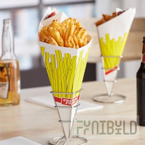 Carnival King 20 oz. Square French Fries Cardboard Fry Cone - 100/Pack