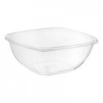 Visions Clear PET Plastic Dome Lid for 24, 32, and 48 oz. Square Bowls - 300/Case