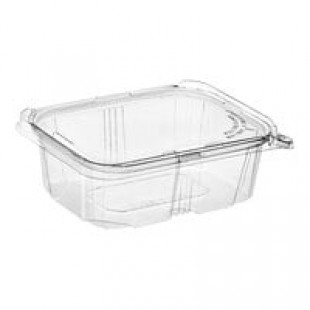 Inline Plastics Safe-T-Fresh 32 oz. Tamper-Resistant, Tamper-Evident Rectangular Hinged Container with Flat Lid - 200/Case Inline Plastics Safe-T-Fresh 32 oz. Tamper-Resistant, Tamper-Evident Rectangular Hinged Container with Flat Lid - 200/Case