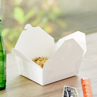 Choice White Microwavable Folded Paper #8 Take-Out Container 6 Choice White Microwavable Folded Paper #8 Take-Out Container 6