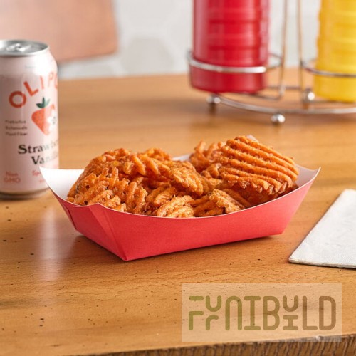 #300 3 lb. Solid Red Paper Food Tray - 500/Case