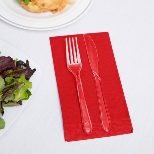 Creative Converting 951031 Classic Red 3-Ply Guest Towel / Buffet Napkin - 192/Case