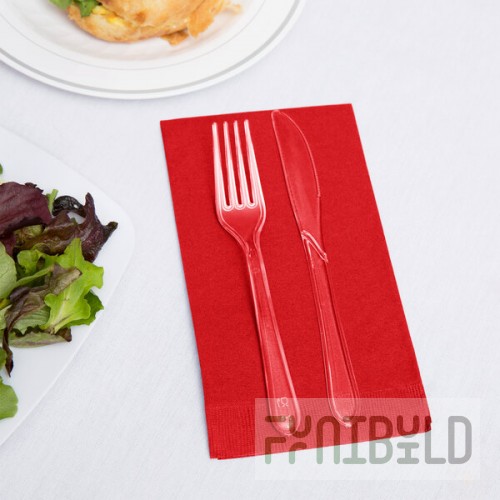 Creative Converting 951031 Classic Red 3-Ply Guest Towel / Buffet Napkin - 192/Case