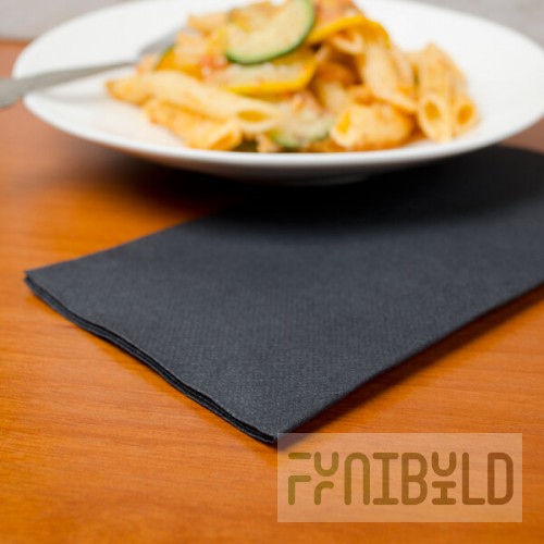 Hoffmaster FashnPoint Black Linen-Feel Dinner Napkin, 1/8 Fold, 15 1/2